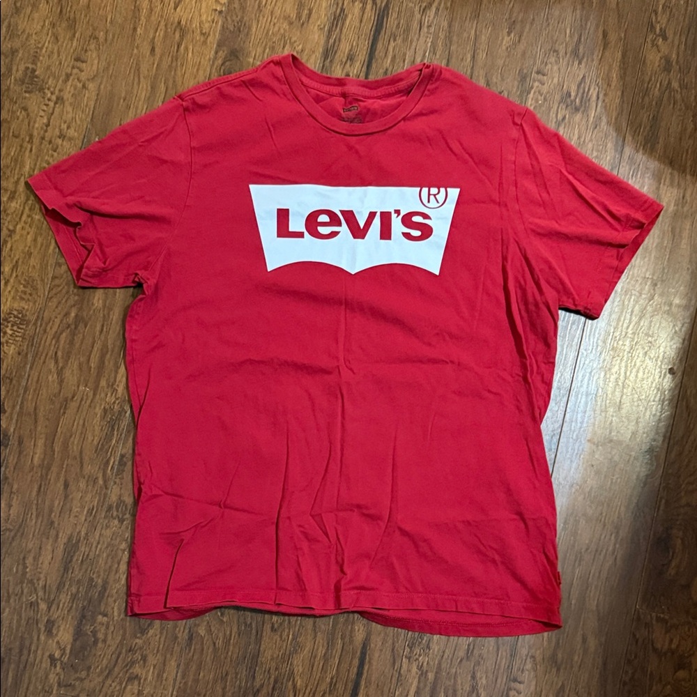 Levi's Red Crewneck T-Shirt with White Logo